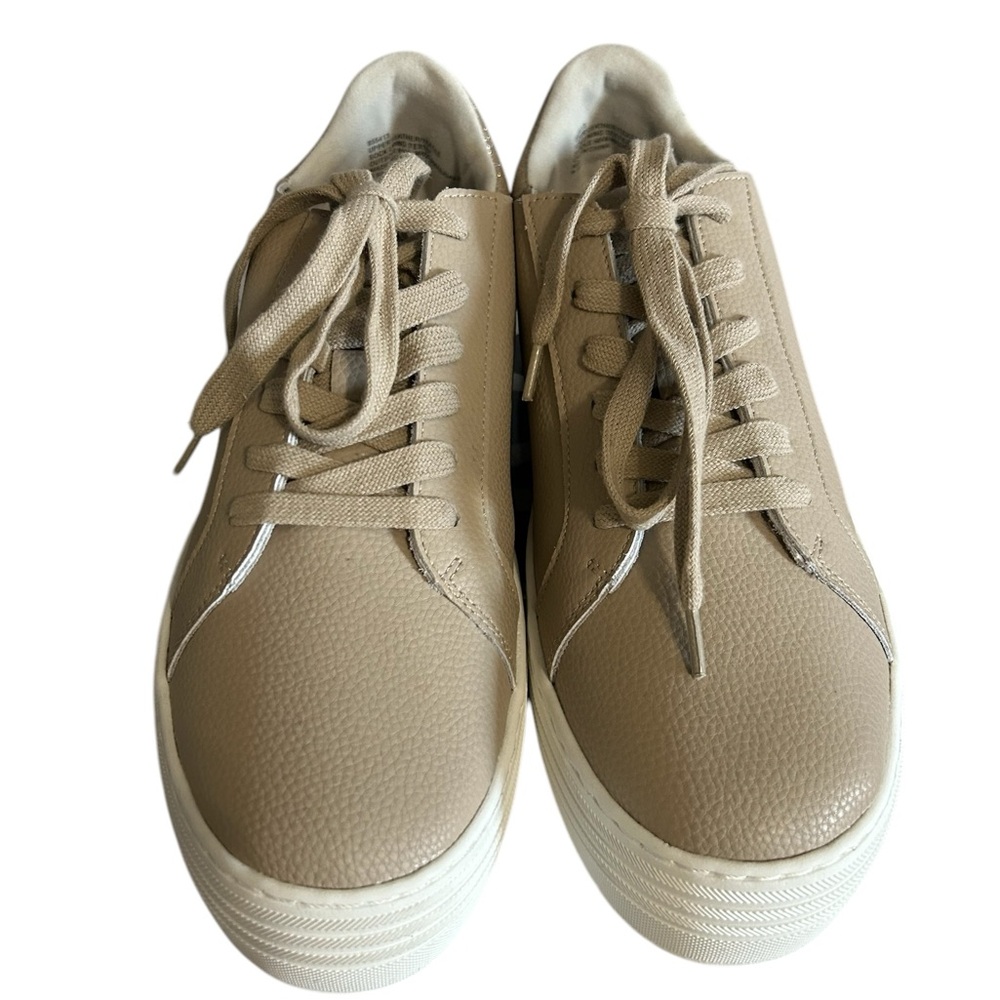 Joy Performance Comfort Leather Sneakers Latte Glitter Heel Platform NWB 9.5 - Picture 2 of 9